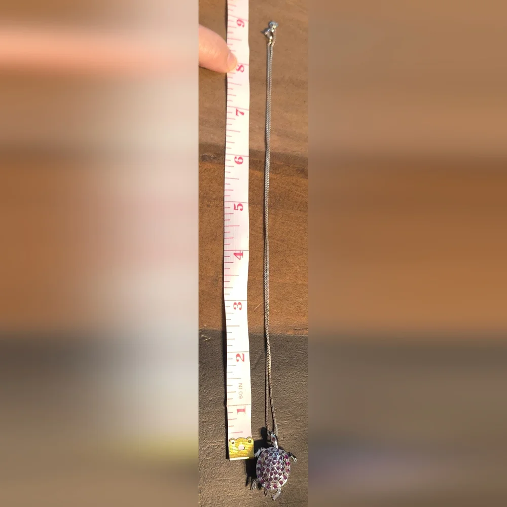 CHAPAL ZENRAY NATURAL RUBY, STERLING 925 TURTLE PENDANT/PIN W/CHAIN 18 IN 11 GR - Picture 5 of 7